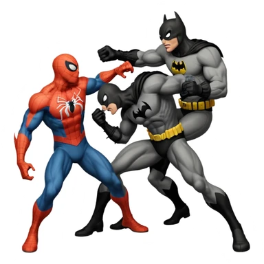 Spider-Man and Batman fighting bane and venom sticker