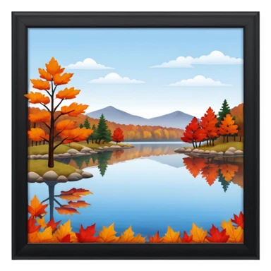 Beautiful lake during the fall made of felt, scrapbooking sticker