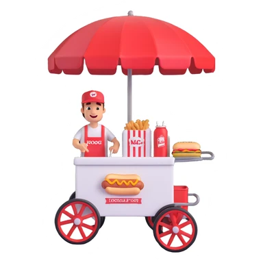 hotdog seller in New York with cart sticker