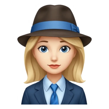 Blue neck tie with hat women sticker