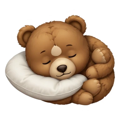 Cute teddy bear sleeping on a white pillow sticker