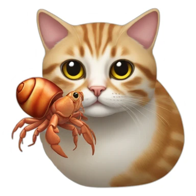 Cat and hermit crab combined sticker