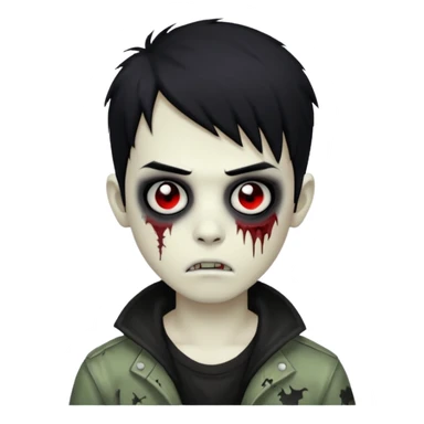 boy zombie with black hair emo sticker