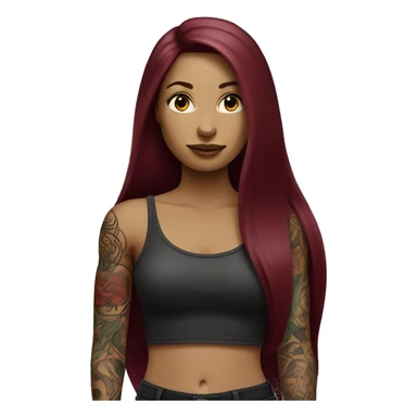 Tattooed woman with long straight burgundy hair sticker