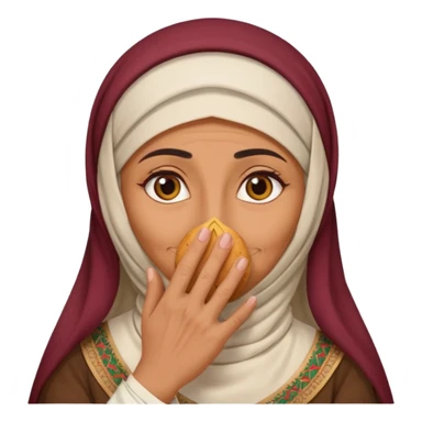 an old emirati women wearing traditional cloths covers her face with burg'a sticker