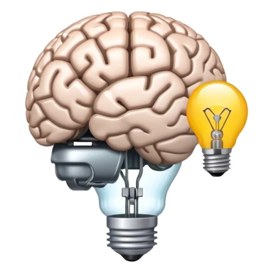 brain with lightbulb, brainstorming app logo sticker