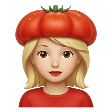 a red tomato with blonde hair coming out of it  sticker