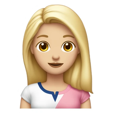 Dos amigas una rubia, rizada, blanca y con ropa rosada y la otra morena, lisa, pelinegra y con un top azul marino  sticker