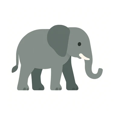 flat design style elephant white background sticker