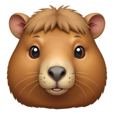 Cinematic Cute Capybara Portrait Emoji, Head tilted playfully and inquisitively, with a delightfully fluffy, rounded form and a distinctively endearing capybara face marked by a short snout and petite ears, accented by luxuriously soft fur in warm earthy tones and bright, sparkling eyes full of charm; rendered with intricate, realistic detail and natural highlights, high shine, affectionate and lively, styled with a touch of whimsical cuteness, soft glowing outline, capturing the essence of a mischievous yet loving capybara that seems poised to tumble playfully into your arms! sticker