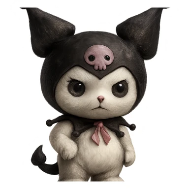 Kuromi character in a realistic, detailed style, no background sticker