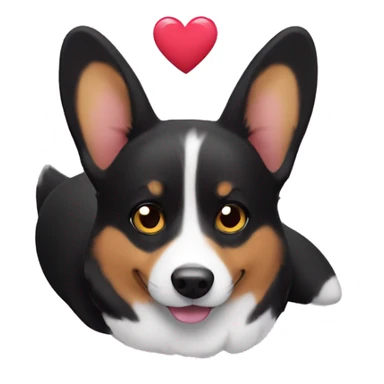 Black corgi with heart eyes  sticker