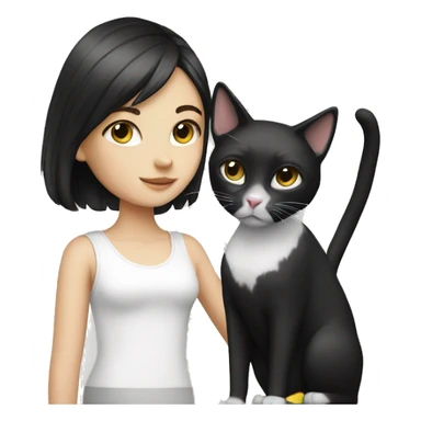 Black and white cat and girl sticker