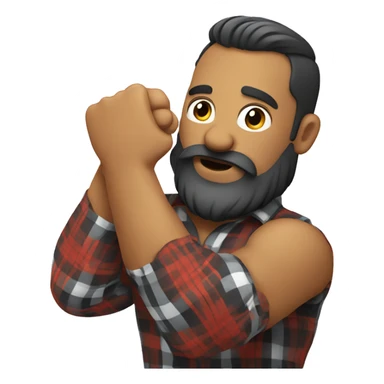 man wearing plaid with a beard arm wrestling sticker