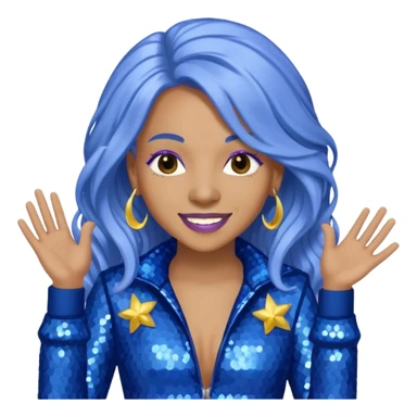 Spice, Dancehall Singer with long periwinkle hair, blue sequin outfit sticker