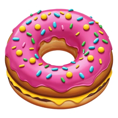 Chocolate donut. Pink icing and YELLOW sprinkles sticker
