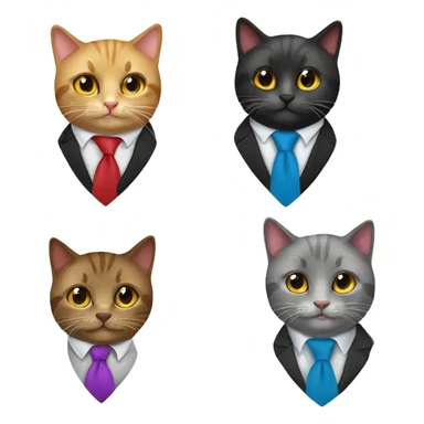 5 cats wearing neckties sticker