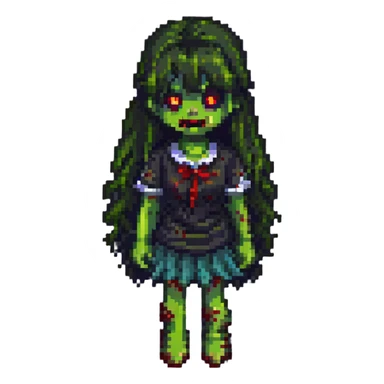 zombie girl with bangs and long hair sticker