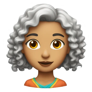 una chica con pelo rizado y un arcoriris en la cara sticker