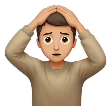 man with anxious attachment style with worried eyes and nervous expression, clingy posture leaning forward with arms reaching out, showing fear of abandonment sticker