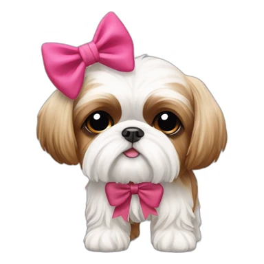 Dog Shih Tzu with a bow on his head full-body sticker