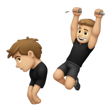 white boy, brown hair, black t shirt doing muscle ups sticker