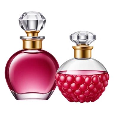 AVON women's perfume bottle next to raspberry bottle sticker