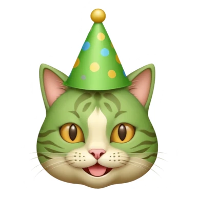 green cat  with party hats sticker