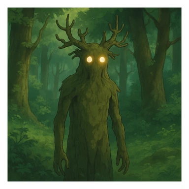 ghibli style forest spirit with glowing eyes sticker