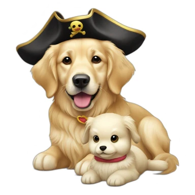 English-cream-golden-retriever with toy-pirate-duck sticker