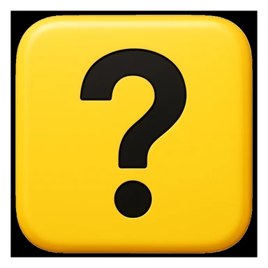 Create a yellow square with a black question mark in emoji style, resembling classic emoji aesthetics. sticker