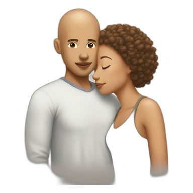 A mixed race man Without hair kissing A woman with light brown hair sticker