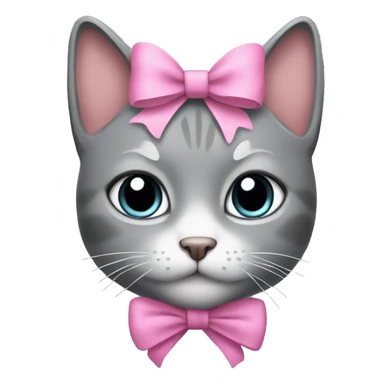 grey cat with pink bow sticker