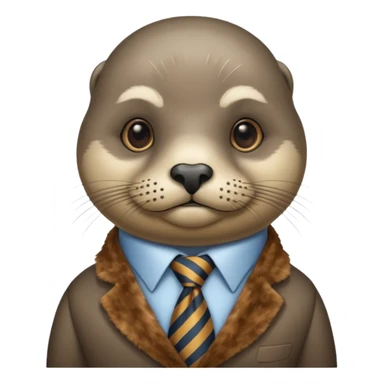 mustached seal with tie sticker