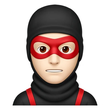 sinister-looking robber with black and red ski mask sticker