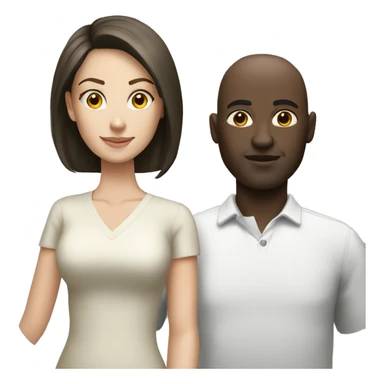 White brunette woman black bald man sticker