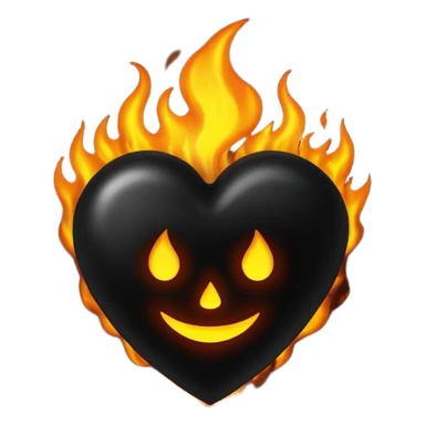 A dark black heart with glowing black flames rising smoothly, giving a mysterious and powerful feel. Transparent background, simple emoji style with a dramatic touch. sticker