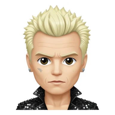 Billy Idol with platinum blonde hair, black sequin outfit sticker