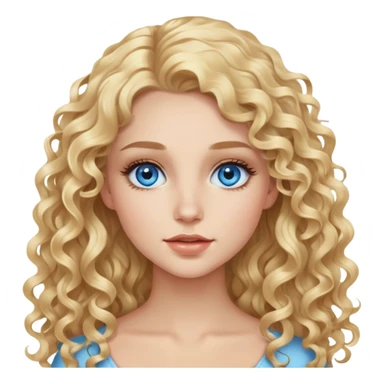 beautiful girl with long curly blonde hair, blue eyes, long eyelashes sticker
