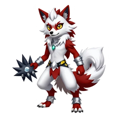 Shiny Red Anthro furry Lycanroc-Midnight-Form (full body) sticker