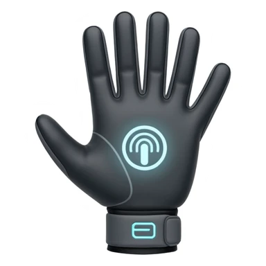 Minimal emoji of a futuristic nano-tech glove with subtle glowing lines, flat sci-fi wearable icon sticker
