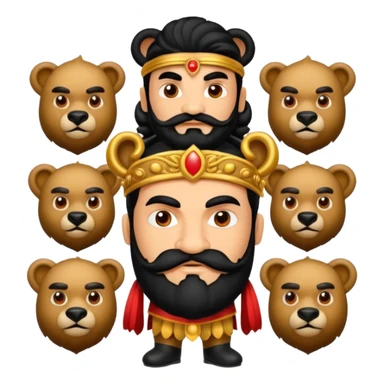 Ravana sura with bear and mustach young beautiful and terror with ten heads sticker