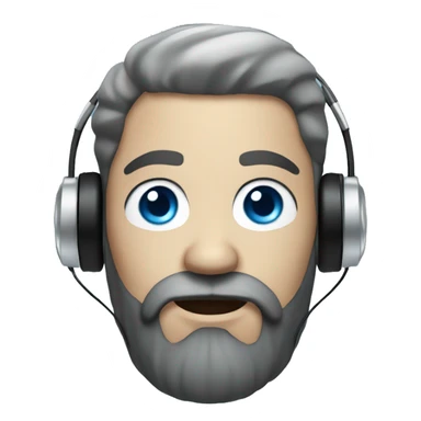 A white Man, whith Black beard, have headphones,blue eyes, frost, ice sticker