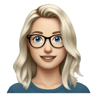 Shoulder length Balayage pale model lady with glasses and blue eyes happy  sticker