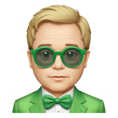 As Elton John with big green sunglasses sticker