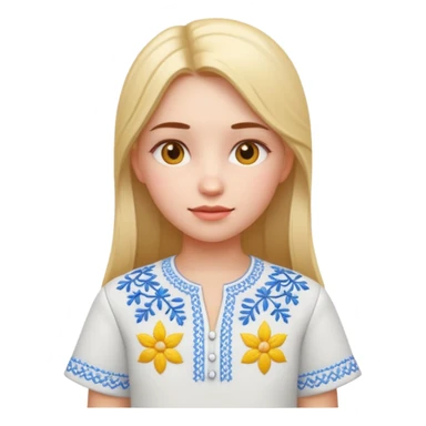 Girl in a Ukrainian white embroidered shirt, 3D Emoji sticker