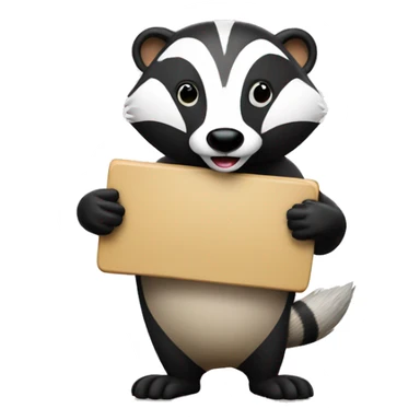Badger holding "Thanks" sign sticker