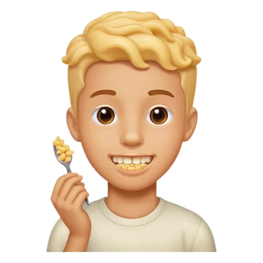 Boy with macaroni for teeth sticker