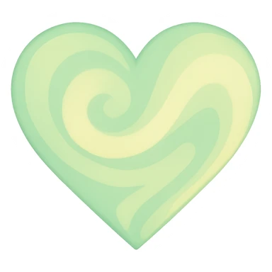 heart with a pastel green and yellow swirl, clean digital illustration sticker