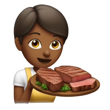 Woman eating steak sticker